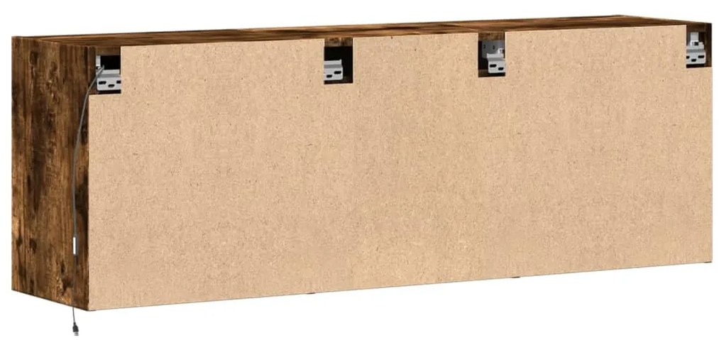 füstös tölgy színű fali TV-szekrény LED-ekkel 130x31x45 cm