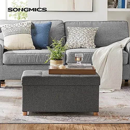 OTO lábas tárolós puff, 76x38x40cm, antracit SongmicsHome