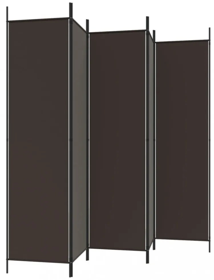 6 paneles barna szövet paraván 300x200 cm