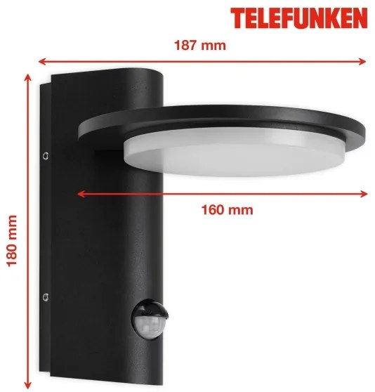Telefunken 312505TF-LED kültéri fali lámpa szenzorral LED/10W/230V IP44