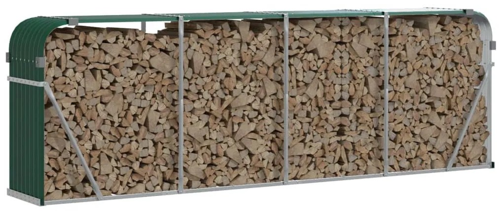 zöld horganyzott acél fatörzstartó 300 x 45 x 100 cm