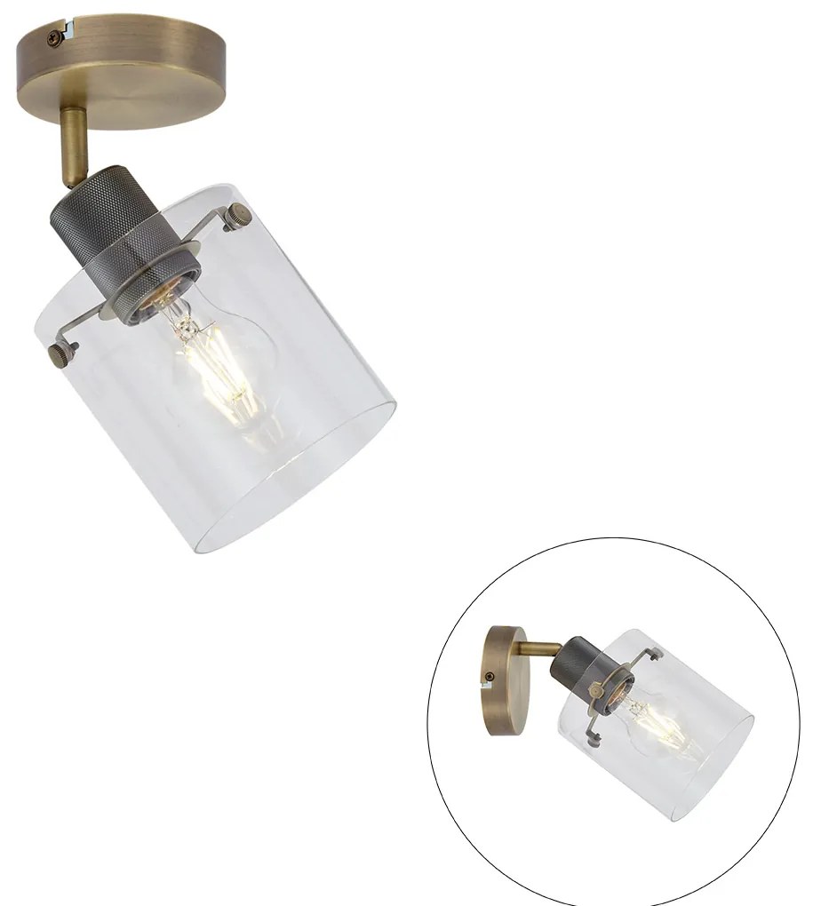 Design fali spotlámpa bronz színben, átlátszó üveggel - Domo