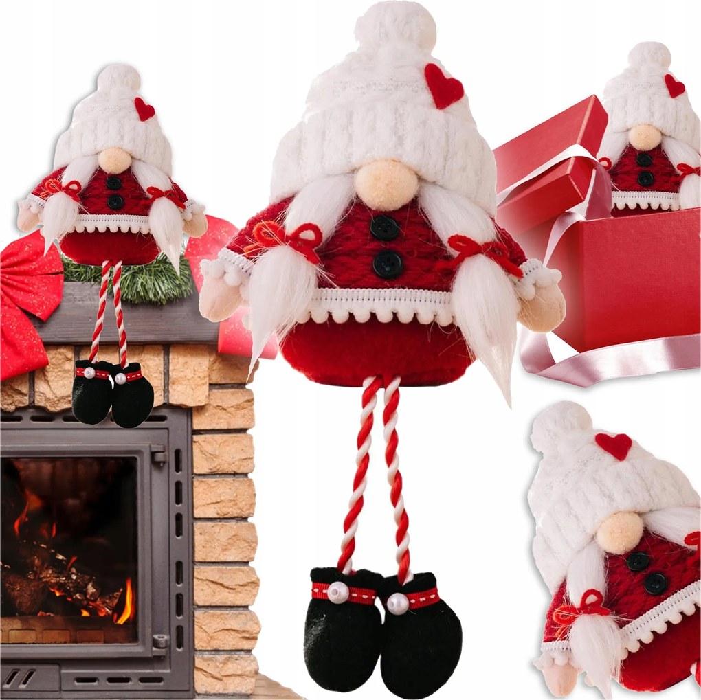 Törpe Manó Karácsonyi Mikulás Karácsonyi Dekoráció Ülő 30 cm