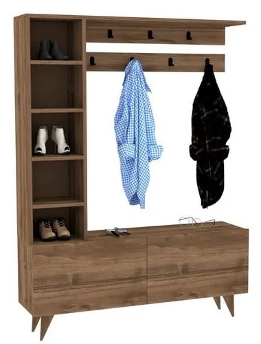 Natúr színű előszoba bútor diófa dekorral Hale – Kalune Design