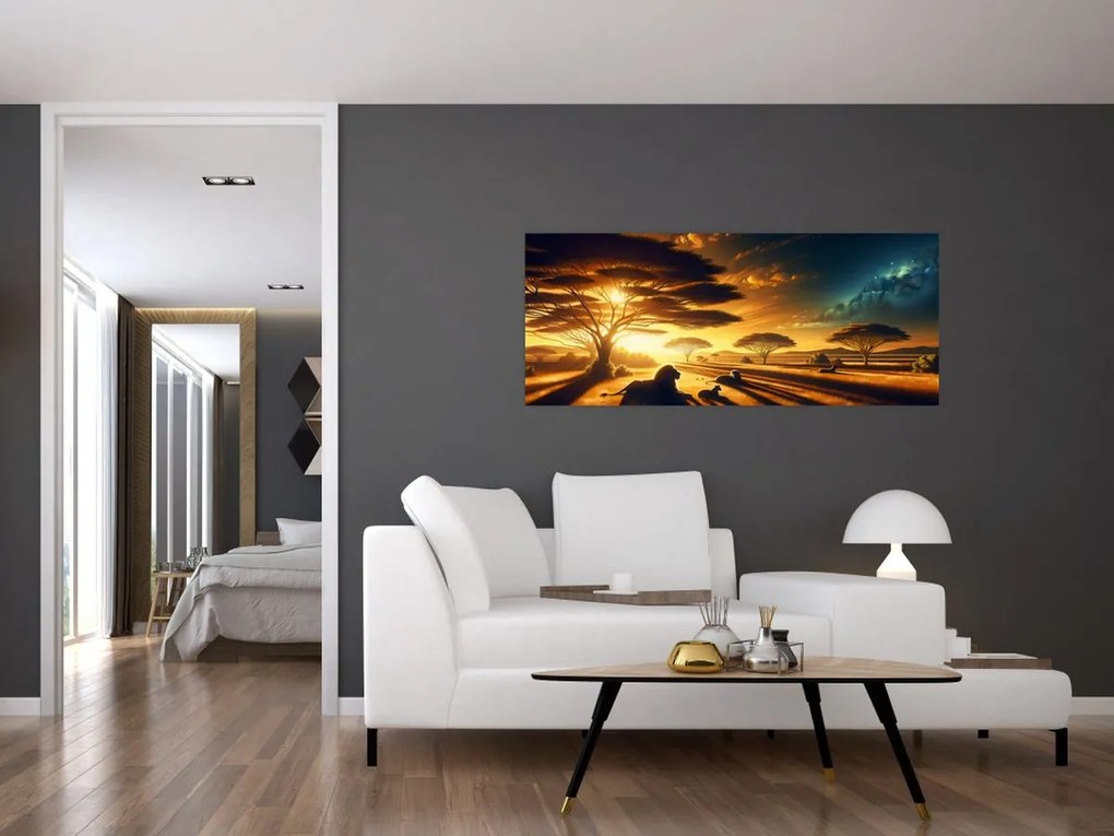 Kép - Pihenő oroszlánok (120x50 cm)