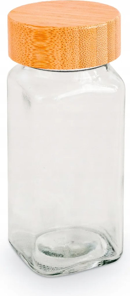 12 db-os üveg fűszertartó tégely szett bambusz matricákkal