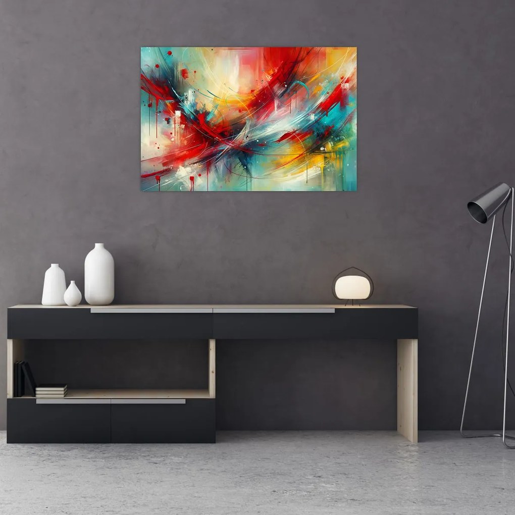 Kép – Absztrakció pirossal (90x60 cm)
