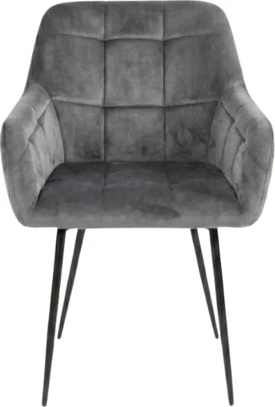 Szürke LOREN VELVET étkezőszék fekete lábakkal