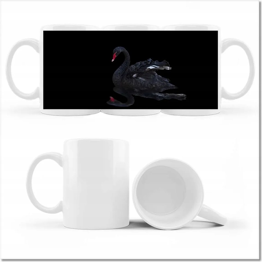 Nyomott mintás bögre Gyönyörű fekete hattyú