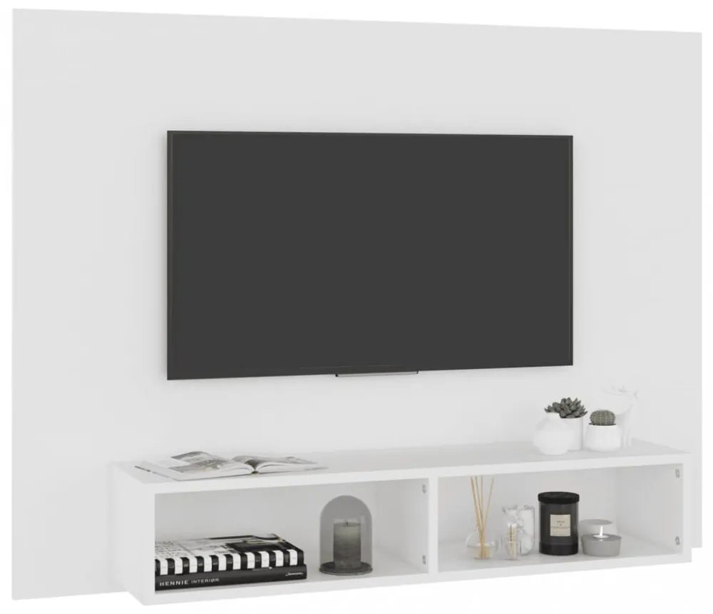 fehér szerelt fa fali TV-szekrény 120 x 23,5 x 90 cm
