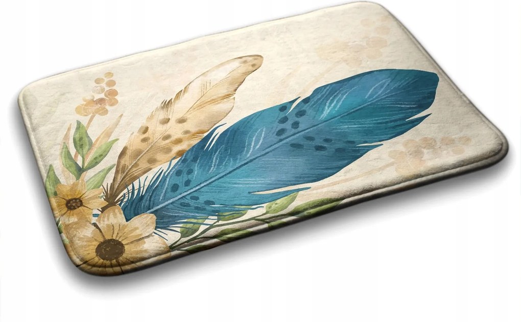 Fürdőszobaszőnyeg puha Toll és virágok 75x45 cm