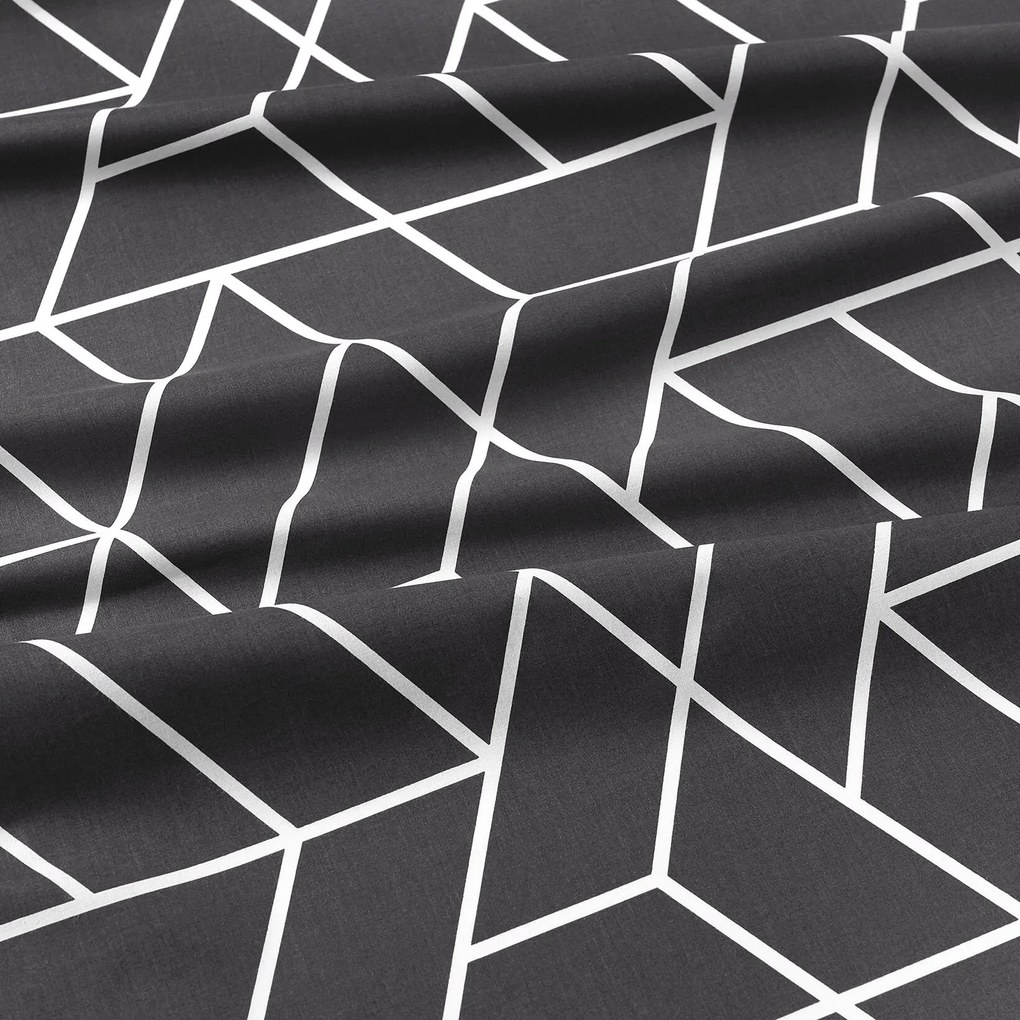 Goldea pamut körgumis lepedő - mozaik minta, sötétszürke alapon 180 x 200 cm