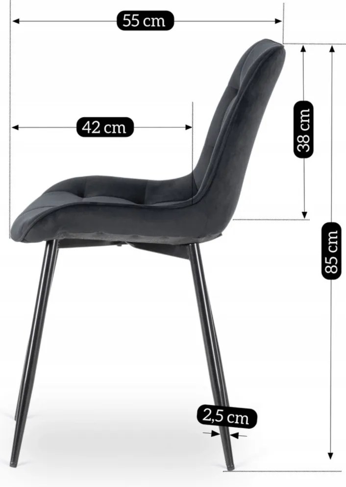 Fekete Bársony Étkezőszék. CHRIS