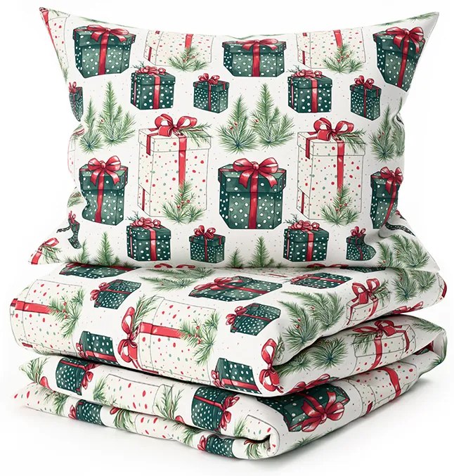 Pamut ágynemű CHRISTMAS PRESENT krémszínű Ágyneműhuzat mérete: 70 x 90 cm | 140 x 220 cm