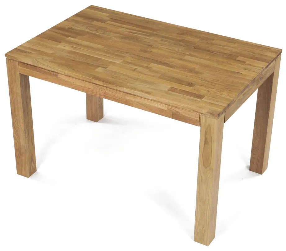Étkezőasztal 120x80x75 cm, tömör fehér tölgy, olajos felületkezelés, 8x8 cm-es lábak