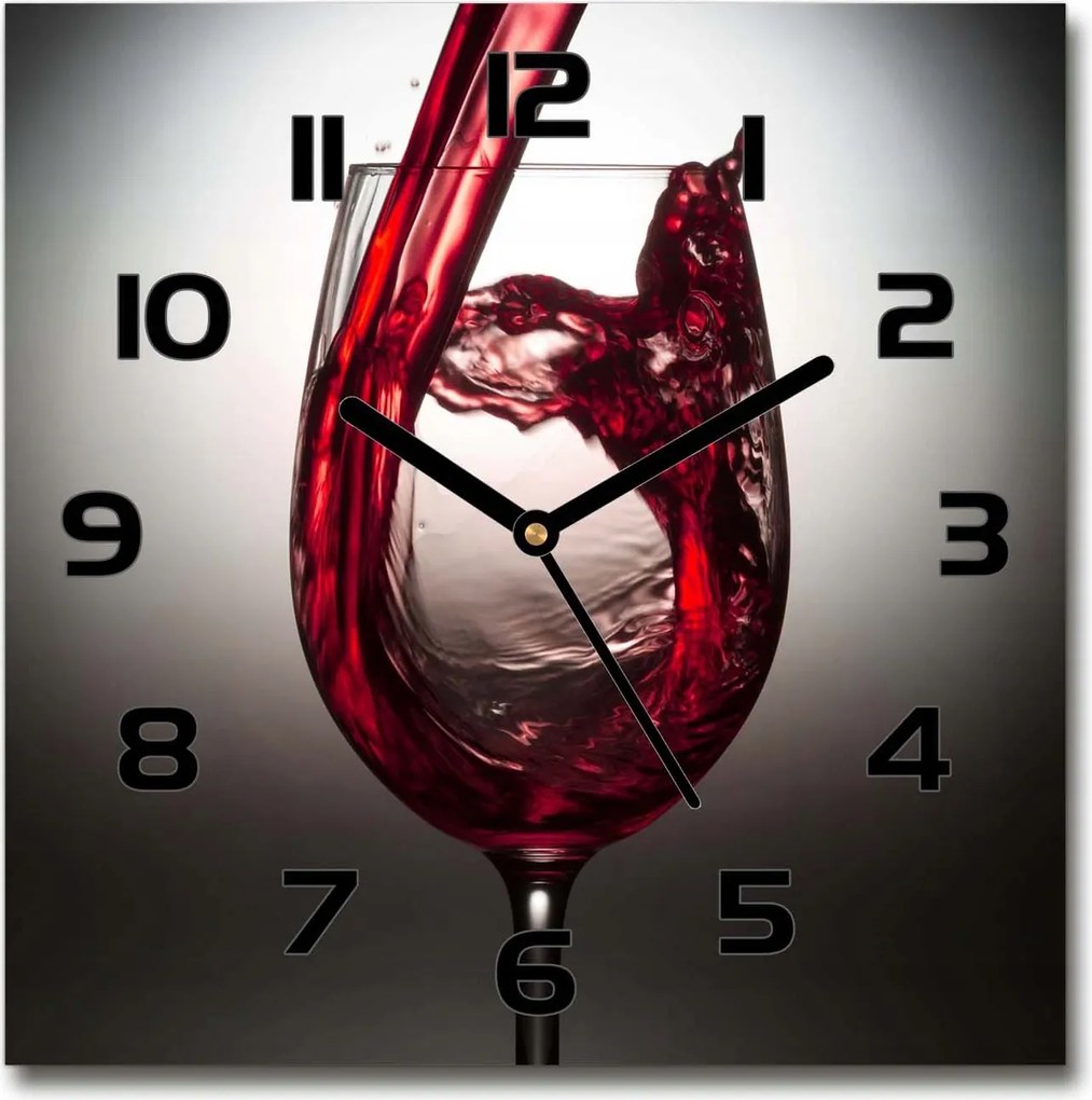 Csendes üveg falióra Vörösbor 30x30 cm
