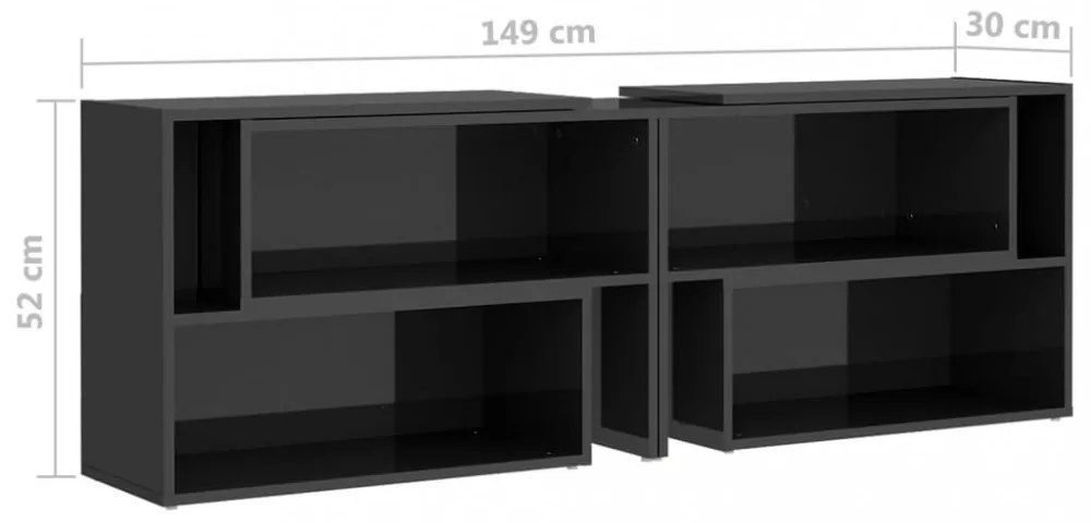magasfényű szürke szerelt fa TV-szekrény 149 x 30 x 52 cm