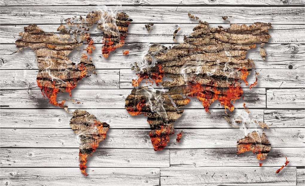 Fotótapéta Világtérkép a füstben Tűz ökológiai 350x250 Perspektíva +ragasztó