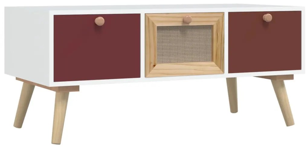 Szerelt fa dohányzóasztal fiókokkal 80 x 40 x 35,5 cm