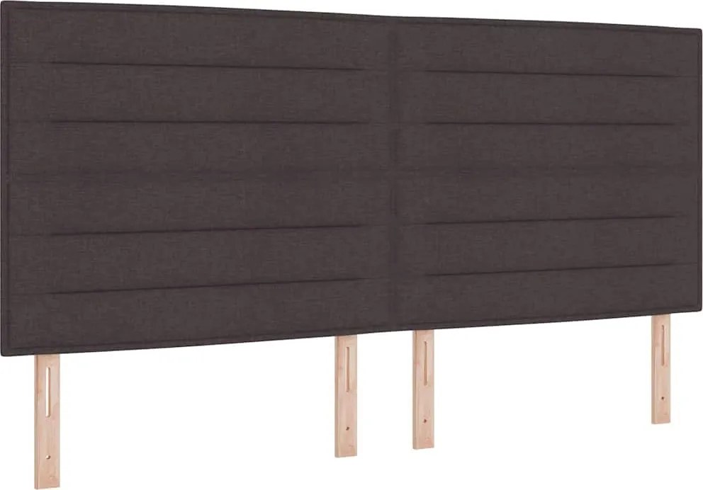 vidaXL Boxrugós ágy matracmal leddel sötétbarna 200 x 200 cm szövet