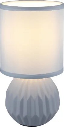 Globo 21730B Asztali lámpa, kerámia kék, textil kék, kábel PVC fehér, billenőkapcsoló a kábelen, ø: 120mm, M: 230mm, kábel hossza 1300mm, 1x E14 40W 230V izzó nélkül
