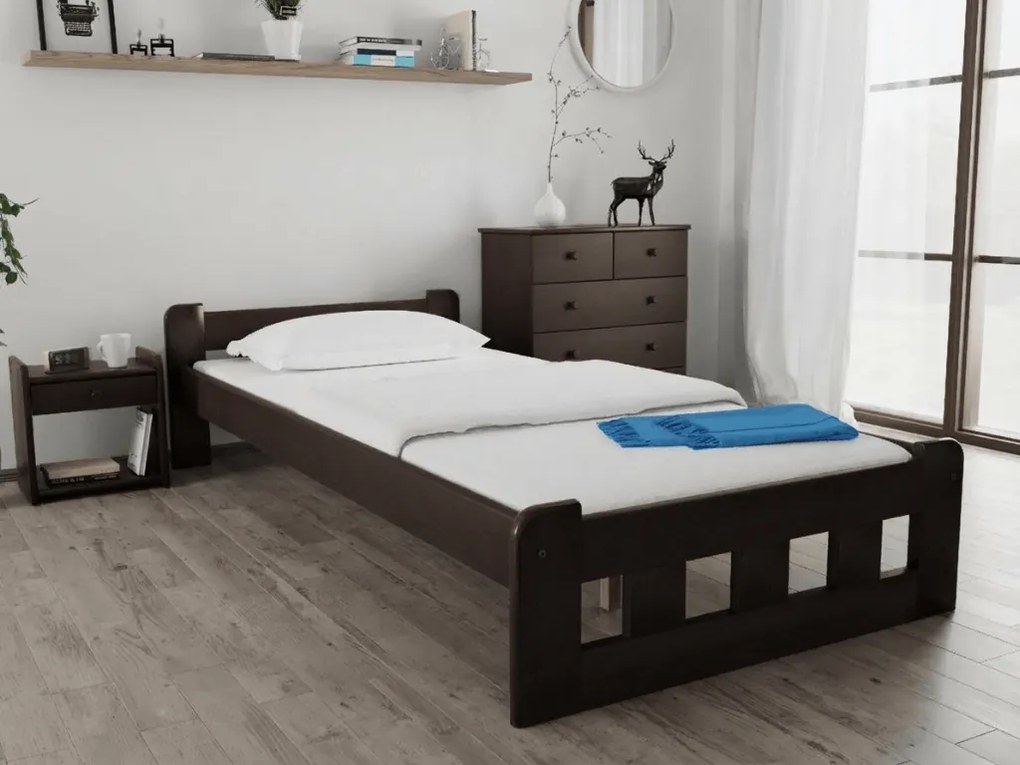 Naomi magasított ágy 90x200 cm, diófa Ágyrács: Léces ágyrács, Matrac: Coco Maxi 20 cm matrac