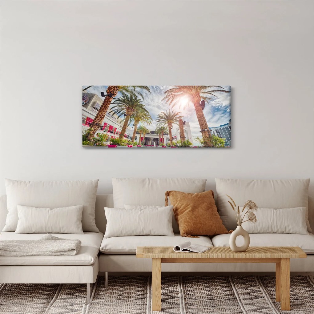 Kép - pálmafák úszómedencével (120x50 cm)