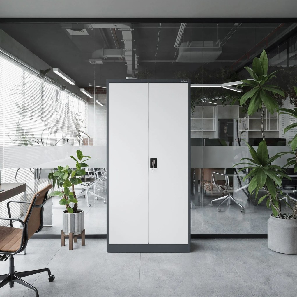 Fém iratszekrény JAN, 900 x 1850 x 400 mm, antracit-fehér