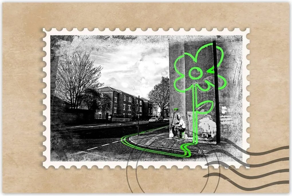 Poszter 60x40 Banksy Lime virág