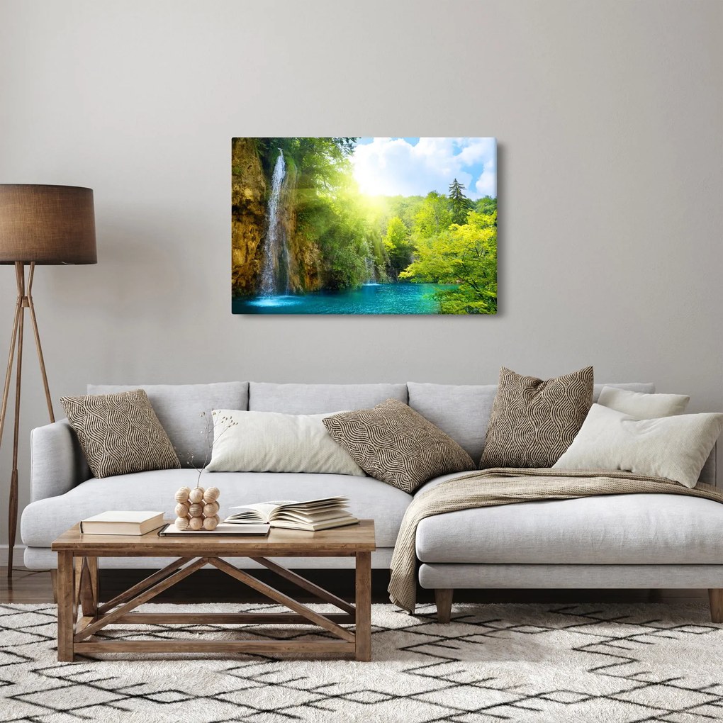 Kép - vízesések az erdőben (90x60 cm)
