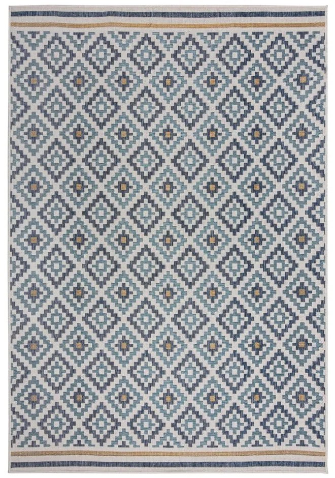 Sárga-kék kültéri-beltéri szőnyeg 160x230 cm Zia Trellis – Flair Rugs