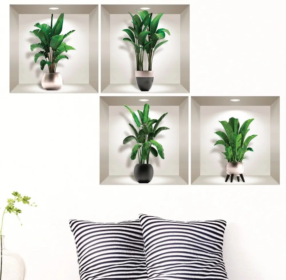 Exotic Palm Leaves 4 db-os 3D falmatrica szett - Ambiance