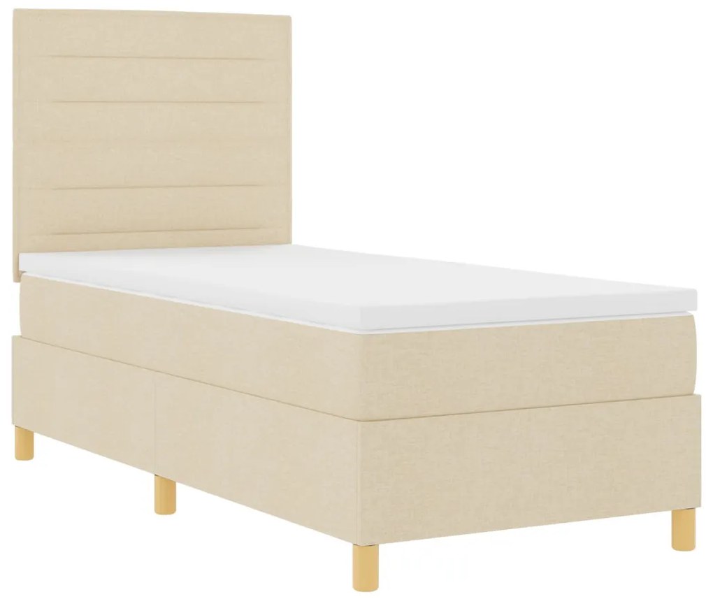 vidaXL Box Spring ágy matraccal, krém, 90x200 cm, szövet
