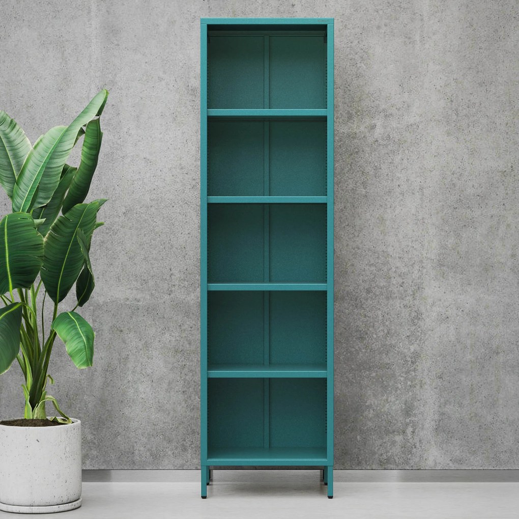 Könyvespolc MARIO, 500 x 1800 x 350 mm, Modern: tengerszínű