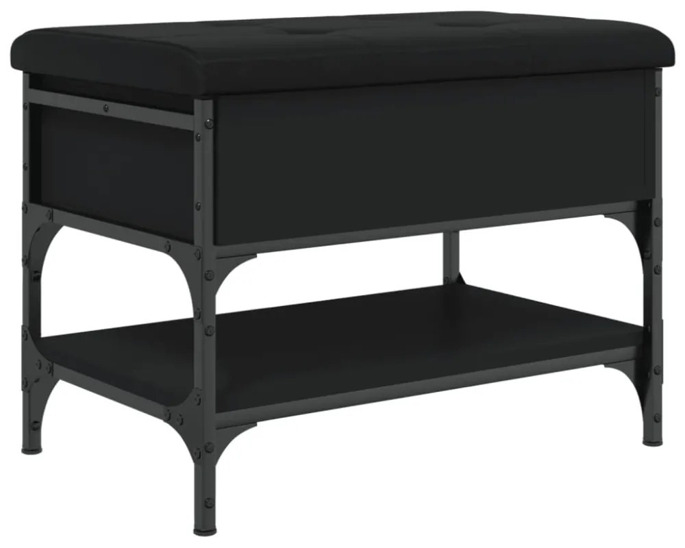 fekete szerelt fa cipőtároló pad 62 x 42 x 45 cm