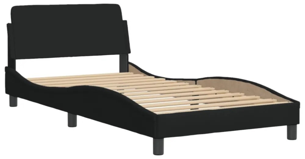 fekete szövet ágykeret LED-ekkel matrac nélkül Hvar 100x200 cm