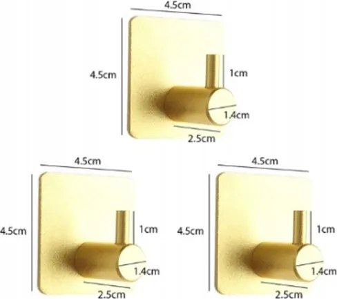 Fürdőszobai Törölközőtartó Ruha Szett Fém Arany 3db