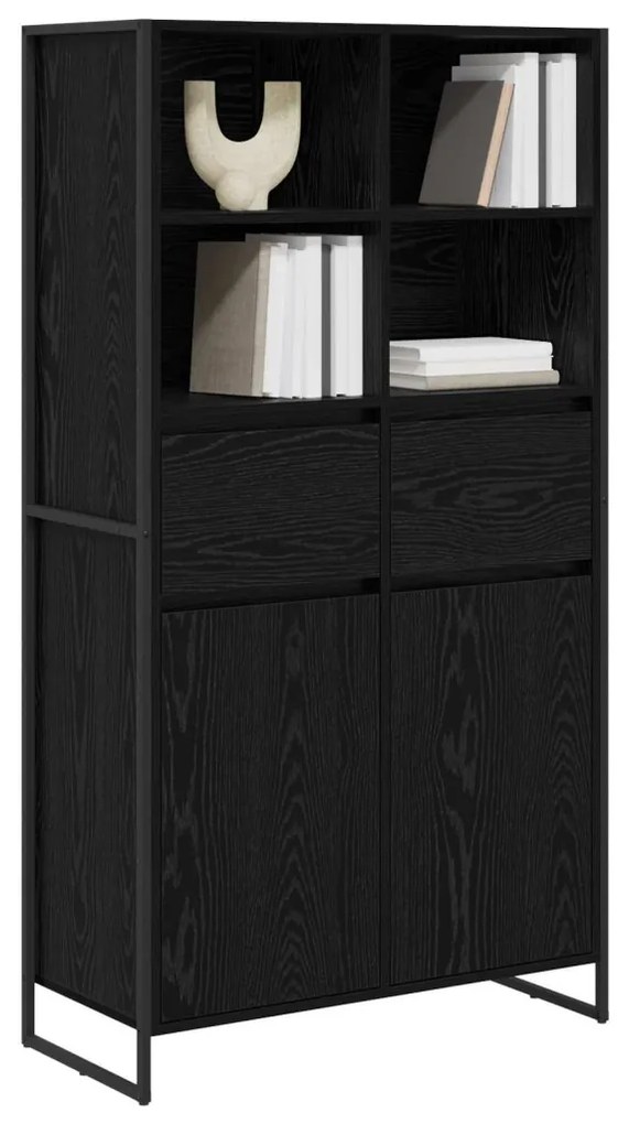 Széf fiókkal 2 pcs Fekete tölgy 81 x 36 x 150.5 cm Faanyag