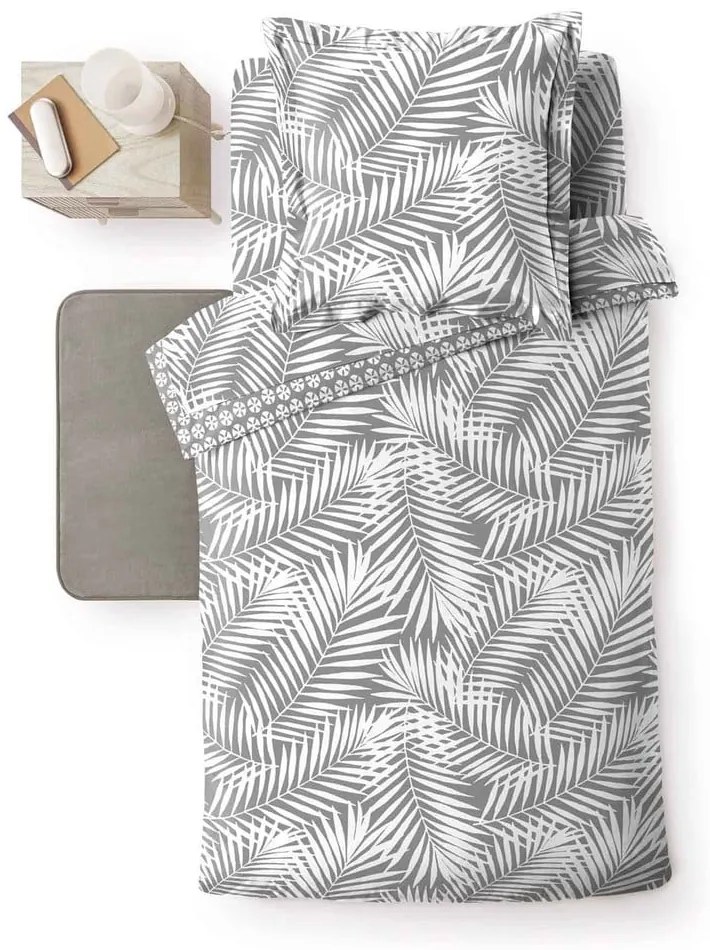 Szürke egyszemélyes pamut paplanhuzat 140x200 cm Botania – douceur d'intérieur