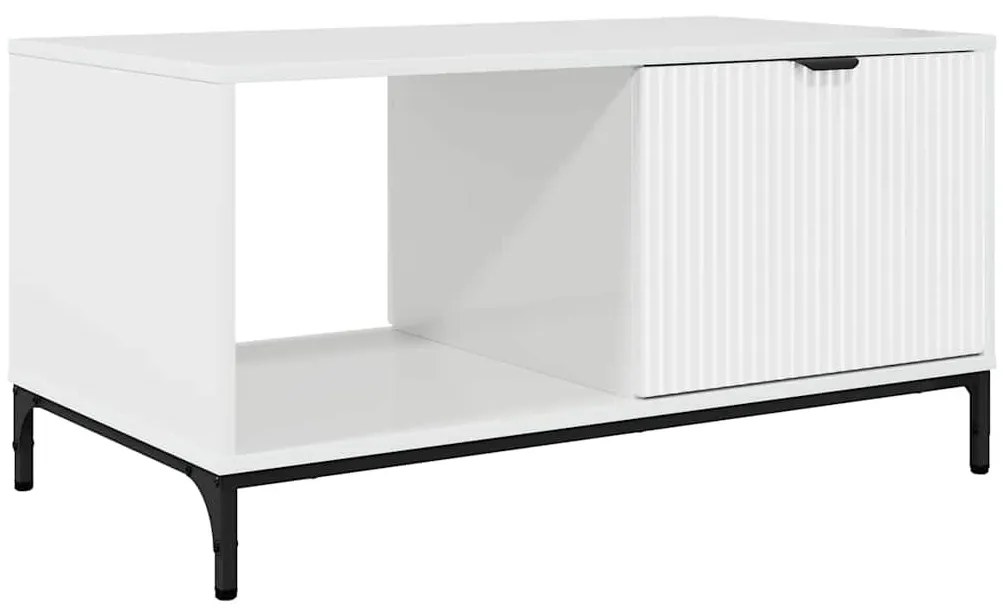 Dohányzóasztal Magasfényű fehér 90 x 49 x 46 cm Faanyag