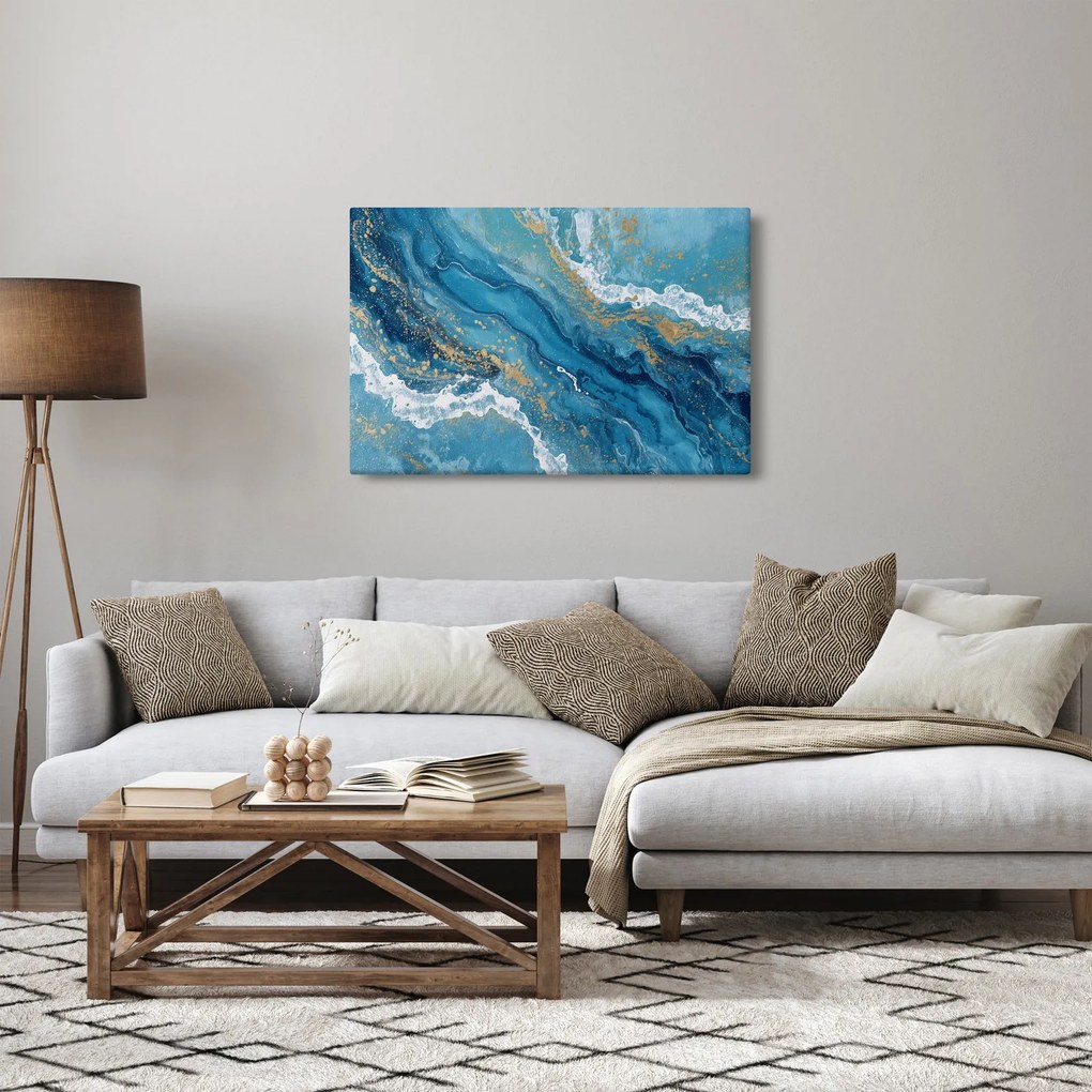 Kép - Világoskék márvány arannyal II. (90x60 cm)