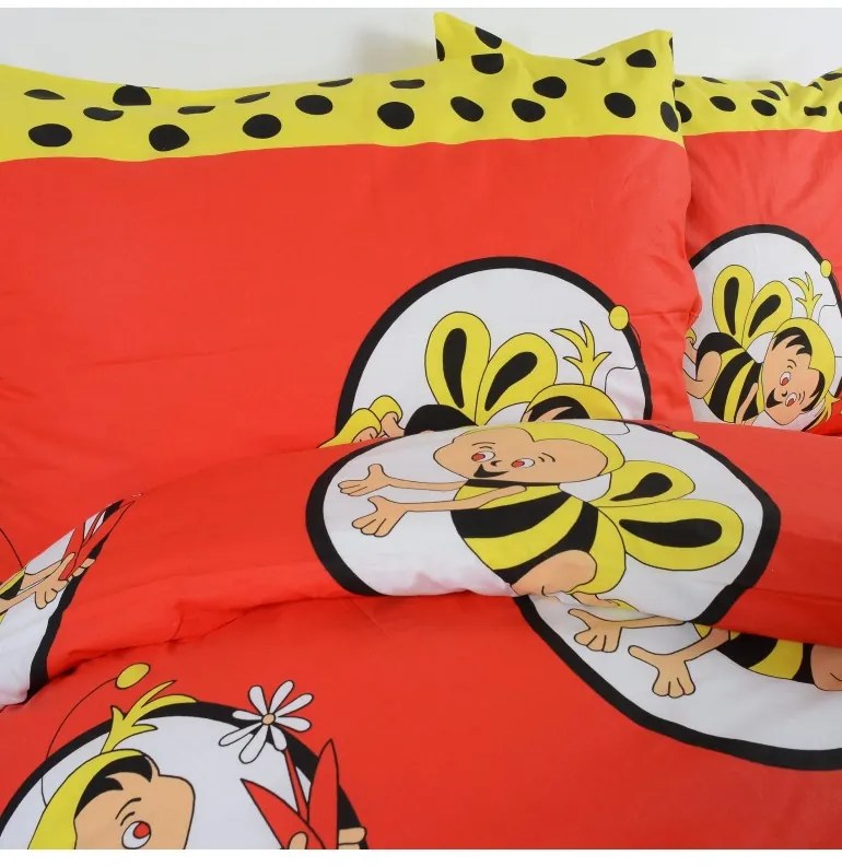 EMI méhecskés piros gyerek ágyneműhuzat, A standard egyszemélyes ágy szett tartalma: 1x 140x200 + 1x 70x90
