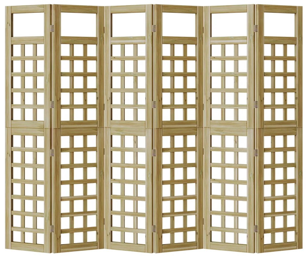 Kültéri Védő Képernyő, 6 Panel, Kezelt Fenyőfa