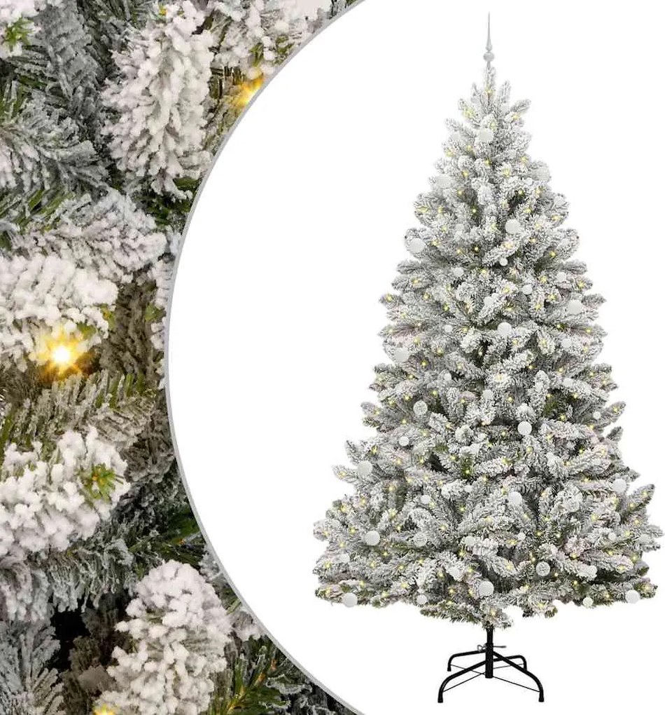 vidaXL Mű karácsonyfa 300 LED-del Zöld és Fehér 270 cm PVC és fém