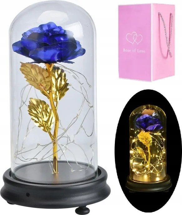 Világító Kék Rózsa Led Üveg Kupolában