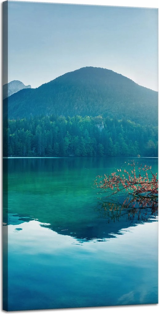 Vászonkép Nap a hegyek felett Tó Víz Nyugalom 40x80 cm