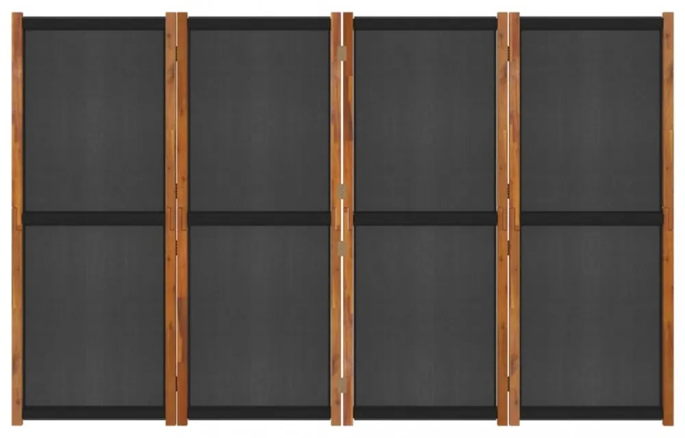 fekete 4 paneles térelválasztó 280x180 cm