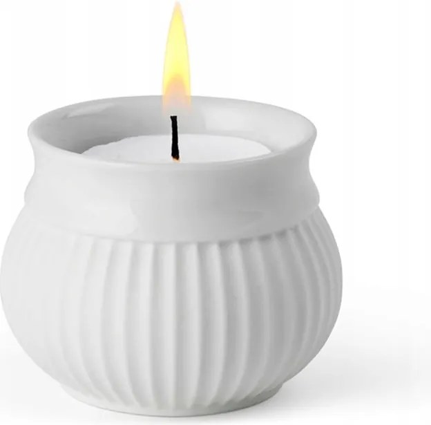 Lyngby Porcelain Curve Gyertyatartó Tealight Fehér