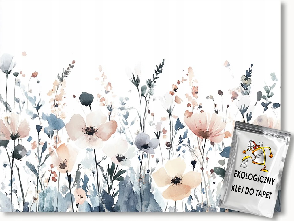 Fotótapéta Flizelina Akvarell Kert Rét Színes Virágok 200x140 ragasztó