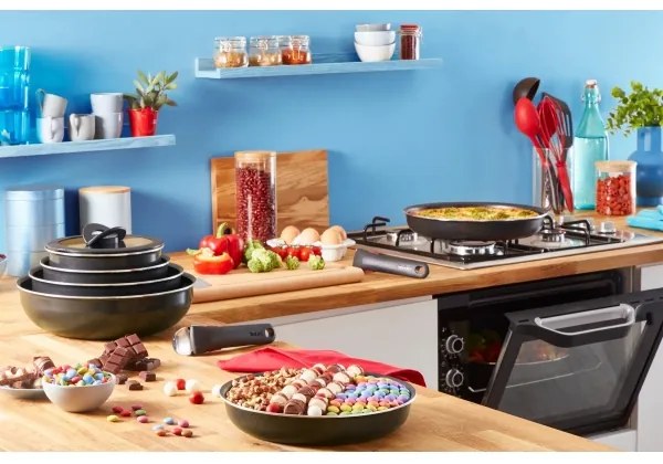 Tefal - Konyhai készlet 10 db INGENIO EASY COOK & CLEAN BLACK
